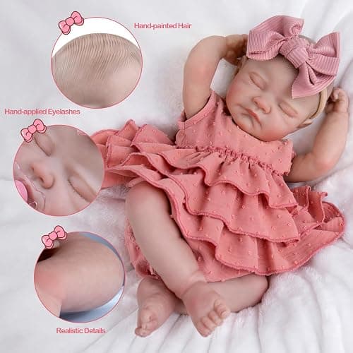Aori Realistic Reborn Baby Dolls - 20" Lifelike Sleeping Newborn Girl with Magnetic Pacifier, Poseable Limbs, Hand-Painted Skin, Soft Body for Girls 3+ thumbnail 5