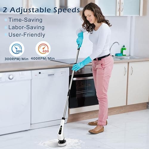 Bomves Electric Spin Scrubber, Cordless Cleaning Brush Scrubber for Home, 8 Replaceable Brush Heads-90Mins Work Time, 3 Adjustable Size, 2 Speeds for Bathroom Shower Bathtub Glass Car thumbnail 5