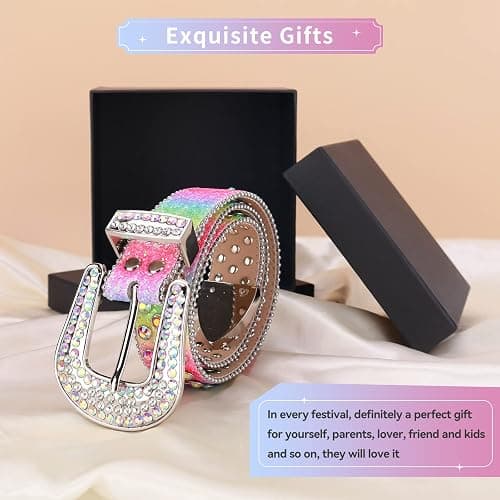 TINIDI Luxury Strap Men Women Rhinestones Belt Western Bling Bling Crystal Diamond Studded Belts thumbnail 6