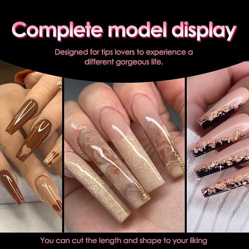 Ranrose Long Straight Nails Tips,240PCS Full Cover Soft Gel Nail Tips for Acrylic Nails Professional 12 Size Pre-shaped XXL Straight Shape False Nail Half Matte Fake Nail for Press On Nail Extensions thumbnail 3
