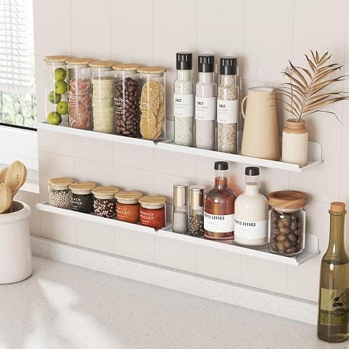 Lifewit Floating Shelves for Wall, 4 Pack White Plastic Shelf 38.1cm Room Decor for Bookcase/Vinyl Record Display/Photo/Picture in Bedroom, Living Room, Bathroom, Kitchen Storage and Organization thumbnail 10