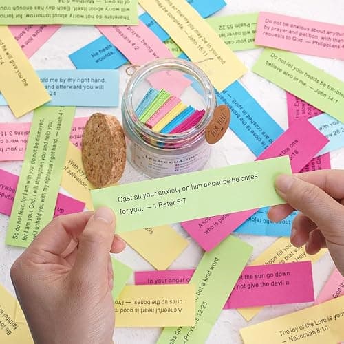 Handmade Spanish Bible Verse Jar with Color-Coded Messages, Frasco de Versículos Bíblicos en Español, Leeme Cuando te Sientas versículos en español,Regalos Cristianos, Inspirational Christian Gift Set thumbnail 6