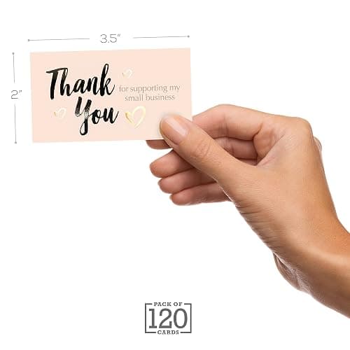 easykart labels 120 Thank You For Supporting My Small Business Cards, Gold Foil Business Card Size 3.5" x2", Thank You Cards for Online Retail Shop, Small Business, Customer Package Inserts thumbnail 3