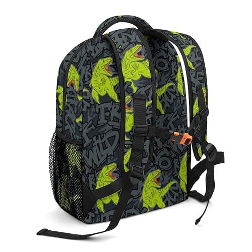 Aicihert Custom Green Dinosaur Roar Backpack Personalized Name Text Backpack Daypacks Customized BookBags School Bag for Student Boys Girls thumbnail 6