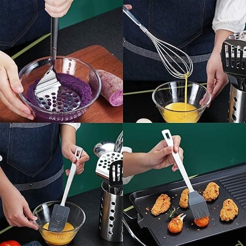 Stainless Steel Cooking Utensils Set, Berglander 13 Pieces Kitchen Utensils Set, Kitchen Tools Set With Utensil Holder Non-Stick And Heat Resistant,Dishwasher Safe, Easy to Clean (13 Packs) thumbnail 7