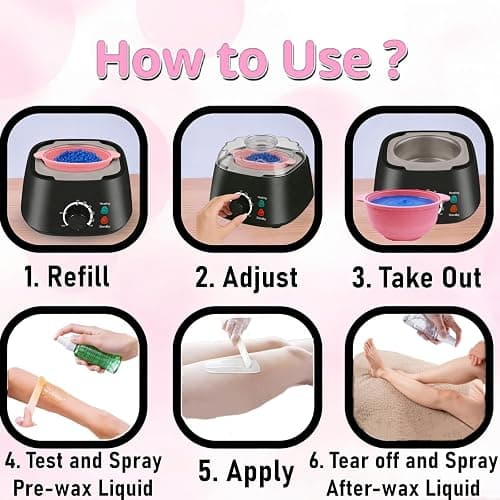 Lrqmte Eyebrow Waxing Kit for Women, 500ml Mini Wax Pot for Men, Full Body Hair Removal, Painless Wax Machine with 4 Packs Hard Beads & Spatulas, Home Use Waxing System for Bikini, Face, Legs thumbnail 3
