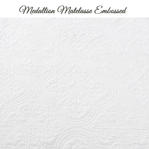 Cozy Line Home Fashions 100% Cotton Victorian Medallion Solid White Matelasse Embossed Bedding Quilt Set, Reversible Lightweight Bedspread, Coverlet for All Season (Blantyre - White, Twin - 2 Piece) thumbnail 4