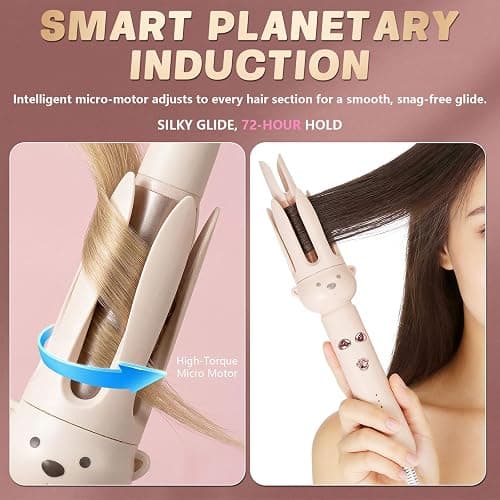 PretiHom Automatic Rotating Curling Iron & Wand, Hair Curler for Long Hair | Heats to 410°F (210°C). Fits below-shoulder to mid-back hair, normal to thick. 1.1in ceramic barrel, dual voltage thumbnail 5