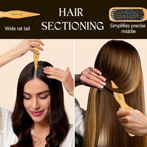 Slick Back Hair Brush & Wax Stick Set for Slick Back Hair – Teasing Boar Bristle Hair Brush for Sleek, Control, Flyaways & Baby Hairs – Wax Stick for Women Sectioning & Smoothing Ponytail Bun - bristle brush & wax stick-2pcs thumbnail 6