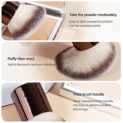 MAANGE 20 PCS Foundation Makeup Brush Set, Double-ended Kabuki Brush Contour Brush for Liquid Powder Concealer Cream Cosmetics Blending Blush Buffing Face Makeup Tools (Coffee) - Coffee thumbnail 2