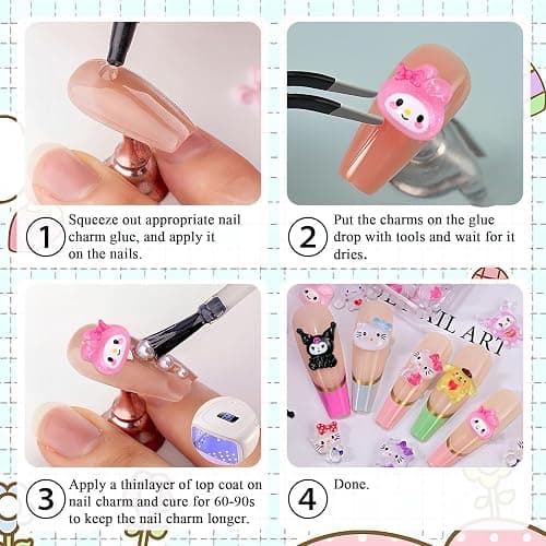 3D Cartoon Nägel Charms - 96 Pcs Niedlich Nagel Schmuck - Nagelschmuck mit Hase Katze Welpe Design - Bunt Zeichentrick-Tier Nagelstecker Schmucksteine - Nail Charms für Frauen Mädchen DIY-Dekoration thumbnail 7