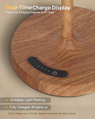 Outdoor Battery Operated Table Lamp, IP54 Waterproof Shower Lamp, 4000mAh Rechargeable Cordless Lamp, 3 Color Temperatures Dimmable, Small Touch Table Lamp for Bedroom, Patio, Camping, Restaurant thumbnail 6