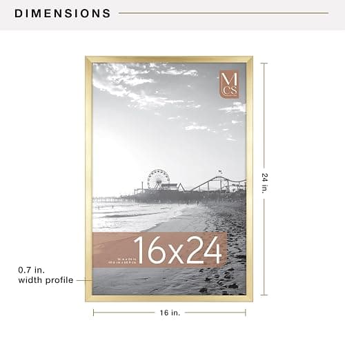 MCS Foundation Poster Frame, 16x24, Brass Traditional | Foundation Collection Poster Frame For Photos & Art Prints, Traditional Style, 16x24 Inch, Brass, 1-Pack thumbnail 3