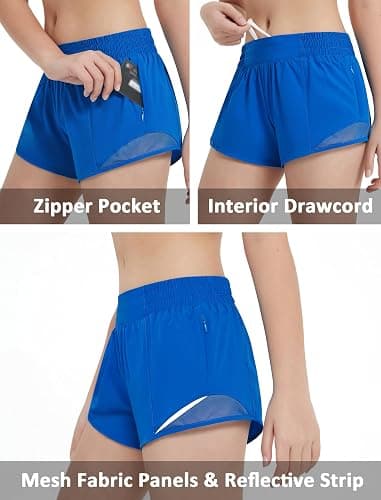 EXARUS Girls 2.5"/4" Athletic Shorts Running Workout Track with Liner Zip Pocket Lightweight Gym Sports for Kids 6-12Y thumbnail 5