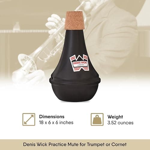 Denis Wick Practice Mute for Trumpet or Cornet, 5526 - Hand-Spun Aluminum Mute with Natural Cork - Brilliant Tone, Reliable Intonation & Tight-Bell Fit for Practice or Performance - 8 x 6 x 6 inches thumbnail 3