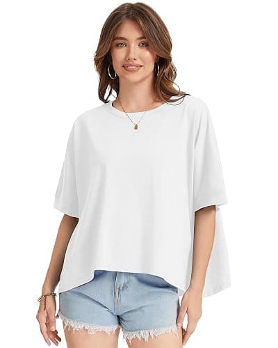rosemia Oversized Tshirts for Women Summer Graphic Half Sleeve Crop Tops Casual Blouses 2026 thumbnail 2