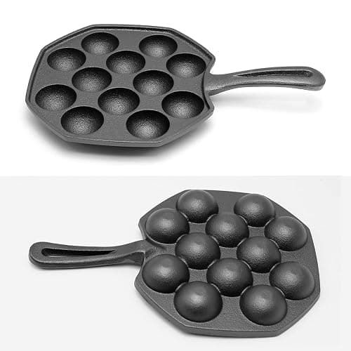 Anxingo Cast Iron Takoyaki Pan - 12 Hole Heavy Duty Square Cooking Plate Octopus Ball Maker 1.5" Half Sphere Takoyaki Maker for Baking Cooking thumbnail 5