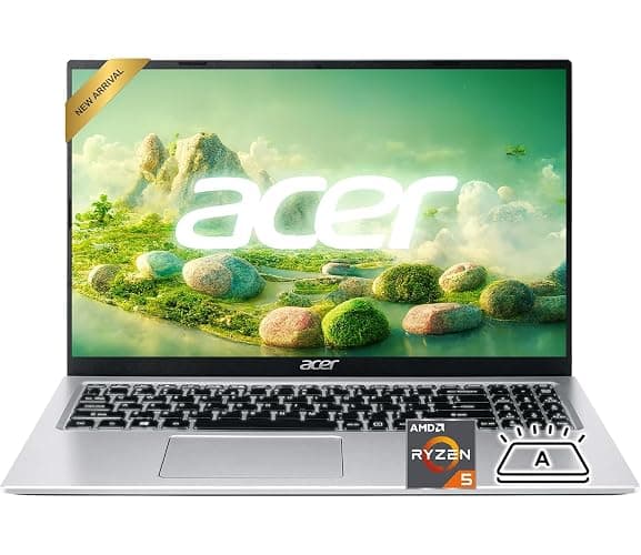 acer Aspire 3 Premium Slim Laptop Computer with Backlit Keyboard - AMD Ryzen 5 7430U CPU - 16GB RAM - 512GB SSD - 15.6" FHD Display - Fast Wi-Fi 6 - Webcam - Copilot AI Chat - Windows 11 Pro - Image 1