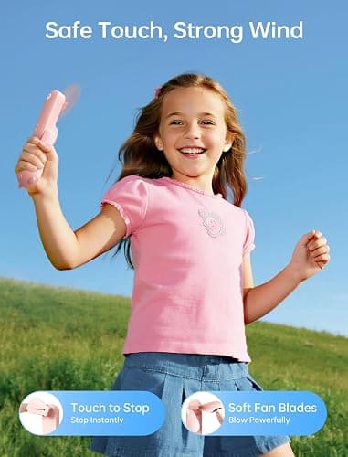 JISULIFE Handheld Fan with 4500 mAh Powerbank Max 37 Hours Runtime, Pocket Portable Battery Operated or USB Powered Folding Personal Fan, 3 Speeds, Gifts for Women Men Kids Gift for Festival-Pink thumbnail 7