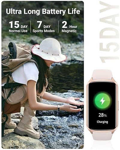 Amzhero Health Fitness Tracker with 24/7 Heart Rate, Blood Oxygen, Blood Pressure, Sleep Tracker, 5ATM Waterproof Activity Trackers with Step Tracker, Pedometer (S & L Bands Included) - Starlight thumbnail 5