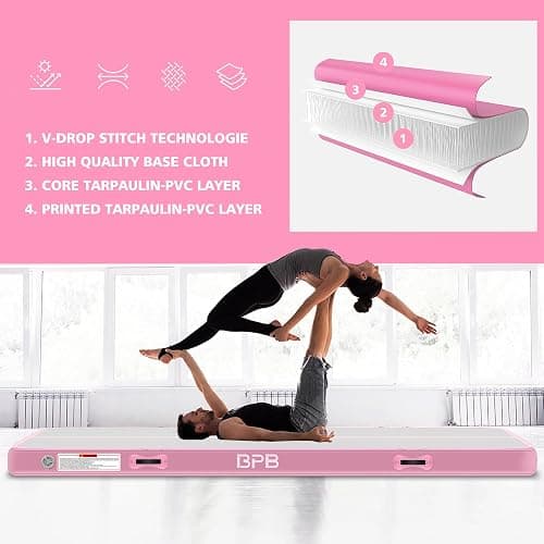 BPB Inflatable Gymnastics Mat. 10ft Air Tumble Track for Home Use/Training/Gymnastics/Cheerleading/Yoga/Pilates/Martial Arts/Gym/Beach/Cheerleading/Water Fun thumbnail 7