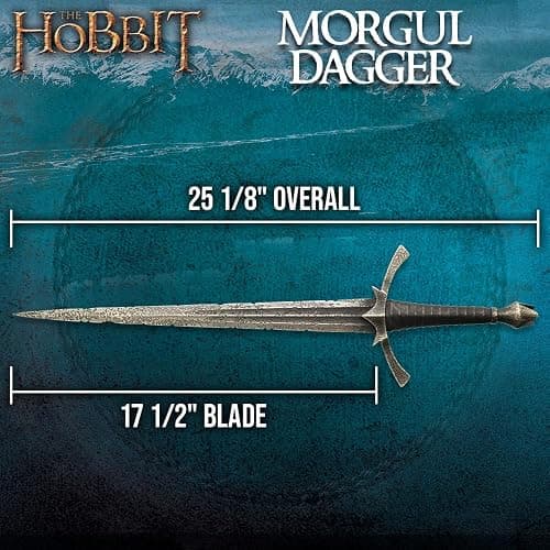 The Hobbit Morgul Dagger Blade Of The Nazgul | Stainless Steel Blade | Leather-Wrapped Grip | Solid Metal Hilt | Includes Wooden Wall Display | Certificate Of Authenticity thumbnail 3
