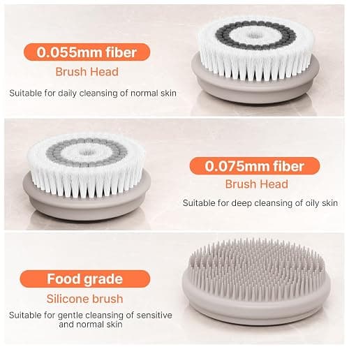 Face Scrubber with 3 Brush Heads & 2 Speeds - Deep Cleaning, Exfoliating, and Massaging for All Skin Types - Facial Cleansing Brush Includes Silicone Head, Travel Case & Free-Plastic Packaging thumbnail 6