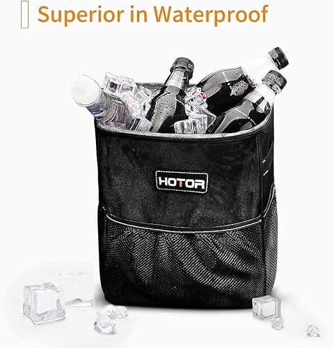 HOTOR Car Trash Can with Lid and Storage Pockets - 100% Leak-Proof Organizer, Waterproof Garbage Can, Multipurpose Trash Bin for Car, 2 Gallons, Black - 2 Gallons - Black thumbnail 7