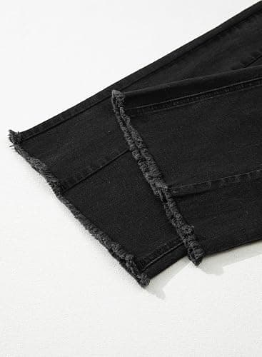 Sidefeel Women's Wide Leg Jeans High Waisted Stretchy Raw Hem Zimbaplatinum Denim Pants thumbnail 8