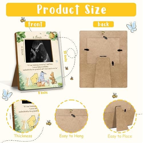 Winnie Pregnancy Milestone Keepsake & Ultrasound Picture Frame - Baby Shower Sign & Decor - Gifts for Gender Reveal thumbnail 3