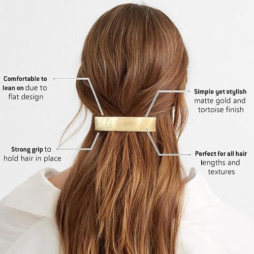 6pcs Women Gold Hair Clips Metal Flat Hair Clips Tortoise Retro Gold Hair Barrettes French Clip Barrettes for Women Lady thumbnail 5