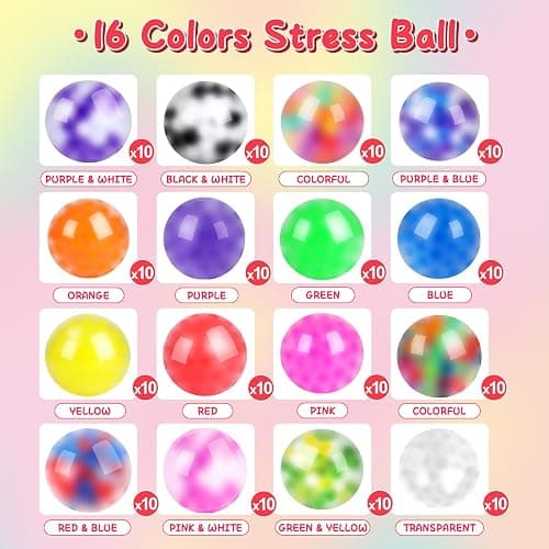 BESNEL 160 Pack Stress Balls for Adults, Bulk Squishy Ball, Stress Balls Set, Anti-Anxiety Easter Stress Relief Fidget Balls, Easter Basket Stuffers, Prize Box, Party Favors, Birthday Gifts thumbnail 5