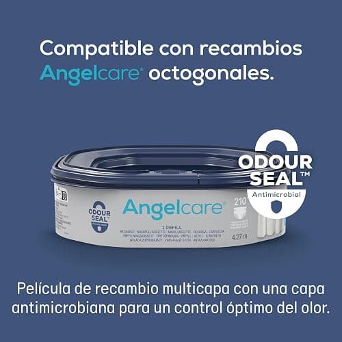 Angelcare Cubo para pañales Classic XL. Incluye un repuesto octogonal de alta capacidad y resistente a olores (1 mes - 210 pañales talla 1). Práctico, eficiente y económico. thumbnail 9