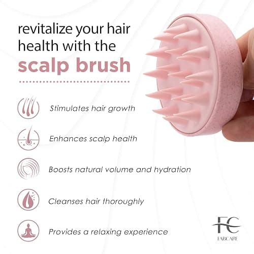 FABCARE Scalp Massager for Hair Growth, Head Massager and Shampoo Brush for Wet or Dry Hair, Scalp Exfoliator and Scrubber for Dandruff Removal, Beard Care, Hair Loss Prevention (Pink) thumbnail 3