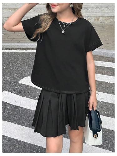 RoseSeek Girl's 2 Packs Open Back Backless Tops Criss Cross Short Sleeve T Shirts Crewneck Casual Tees thumbnail 5