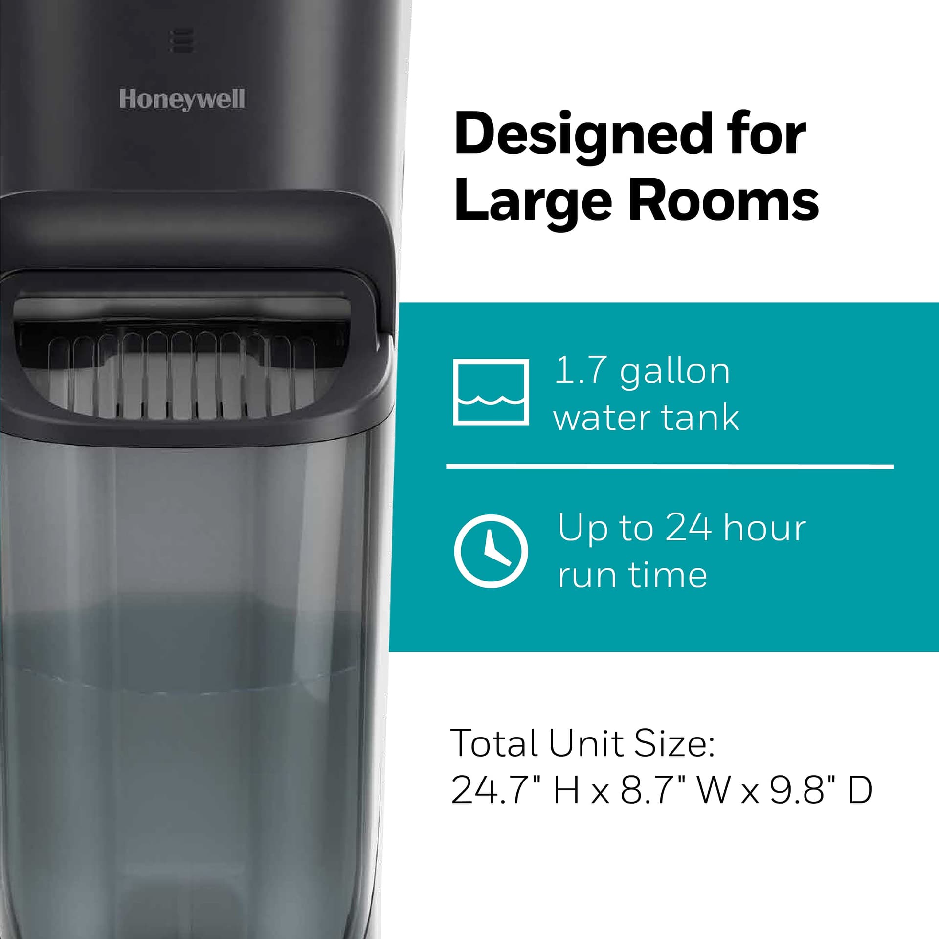 Honeywell Umidificador de torre de preenchimento superior, umidistador digital, preto - umidificador de névoa fresca para quarto, casa ou escritório com design de torre de economia de espaço thumbnail 5