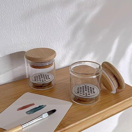 Nail Art Brushes Washing Cup, Nail Glitter Removal Cup, Monomer Holder, Nail Art Acrylic Liquid Powder Removal Cup, Nail Brush Cleaner Dappen Dish with Lid, Easy Cleaning Portable Mesh Layered thumbnail 5