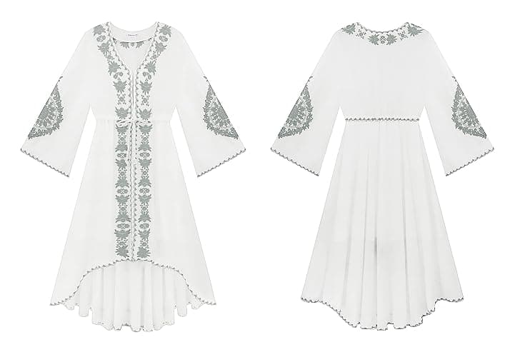 R.Vivimos Womens V Neck Bell Sleeve Vintage Floral Embroidered High Low Long Dresses thumbnail 6