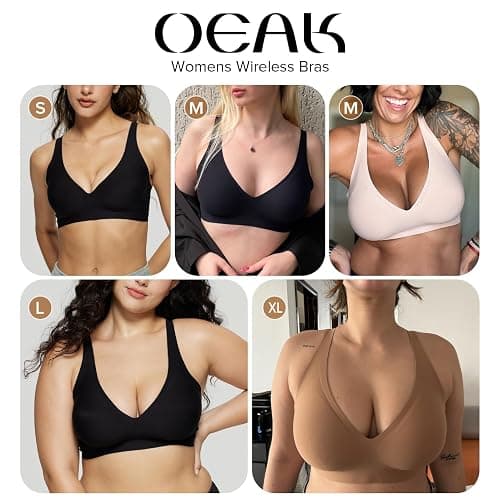 OEAK Womens Deep V Bras Wireless Comfortable Bra Supportive No Underwire Bras Tshirt Push Up Bralettes Plunge Seamless Bra thumbnail 8