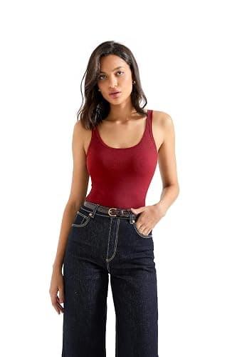 SUUKSESS Women Padded Cotton Ribbed Tank Tops Casual Summer Going Out Sleeveless Scoop Neck Basic Cami Tops thumbnail 7