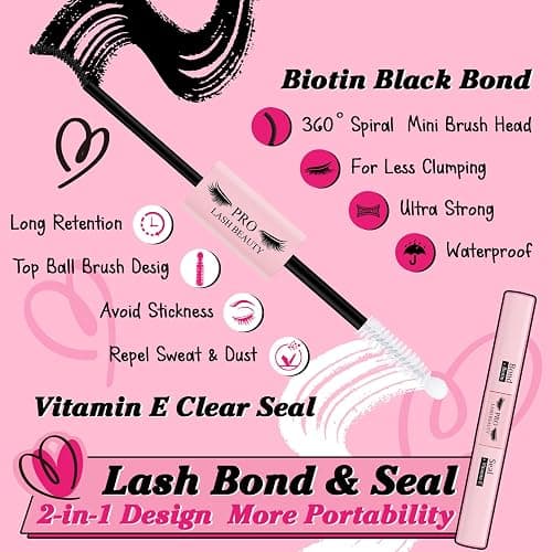 PRO Cluster Lashes Kit 280pcs Lash Clusters 30D+40D Individual Lashes Kit with Lash Bond and Seal Remover Applicator Easy to Apply at Home(30D+40D-9-16mix Kit) thumbnail 3