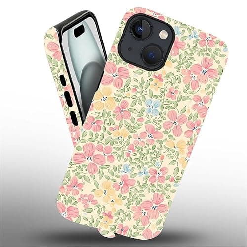 Akinmi Case for iPhone 15,Fresh Flowers Exquisitely Pattern Double Protective Phone Cover Cases Soft Silicone for iPhone 15 thumbnail 6
