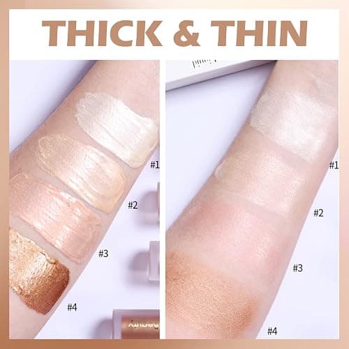 Erinde Liquid Highlighter, Face Bronzer Stick, Natural Glossy Finish, Lightweight Blendable Silky Smooth Cream Illuminator, Cruelty-Free, 01# Moonlight thumbnail 4