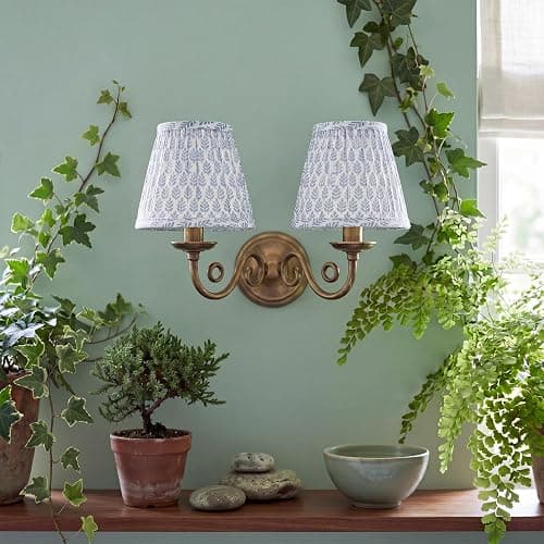 VIHOSE Small Pleated Lamp Shades Set of 2 Blue Tree Slant Small Sconce Lampshades Clip on Bulb 3" Top x 5.5" Bottom x 4.7" Classic Pleated Style Bulb Cover for Wall Sconces Pendant Lighting Chandelier thumbnail 6