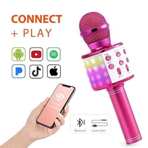 Fede Karaoke Microphone for Kids Adults, Wireless Bluetooth Microphone with LED Lights Portable Mic Speaker Karaoke Machine for Singing thumbnail 5