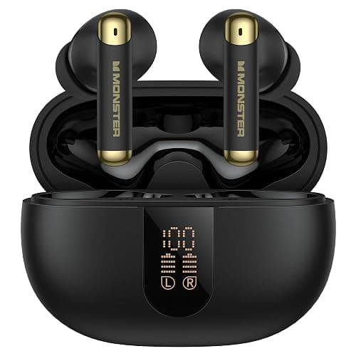Monster Wireless Earbuds, Bluetooth 6.0 in-Ear Headphones with Charging Case, Stereo Earphones Deep Bass Sound, Built-in Mic, Clear Call, Water Resistant Design for Sports Black - Image 1