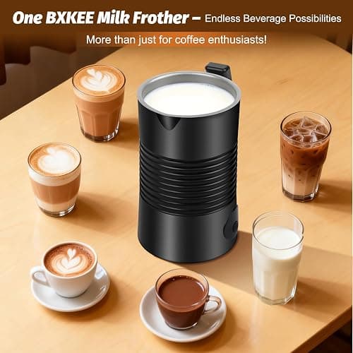 BXKEE Milk Frother and Steamer, 4-in-1 Electric Milk Frother and Warmer, Hot & Cold Foam Maker, 11.8oz Capacity, Fast Heating, Quiet Coffee Frother for Latte, Cappuccino & Hot Chocolate thumbnail 2