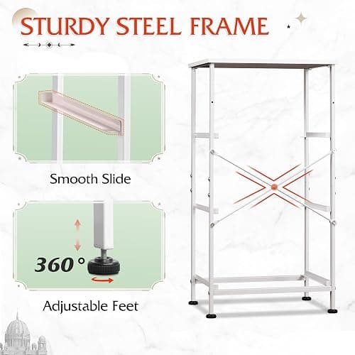 WLIVE Nightstand with 3 Drawers, Fabric Dresser, Organizer Unit, Storage Dresser for Bedroom, Hallway, Entryway, Closets, Sturdy Steel Frame, Wood Top, Easy Pull Handle, White thumbnail 8