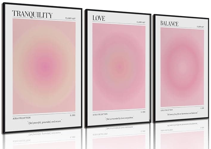 3pcs Pink Aura Collection Gradient Canvas wall art Positive Minimalist Fluppy Art Picture Wall Decor Trendy Aesthetic Poster Print Artwork for Bedroom, Living Room, girls room Home Decoration【UNFRAMED】 - Image 1