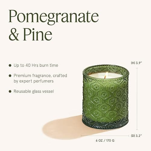 LA Jolie Muse Pomegranat Pine Scented Candle, Holiday Candle Gifts, Candles for Home Scented, 40 Hours Burn Time thumbnail 5